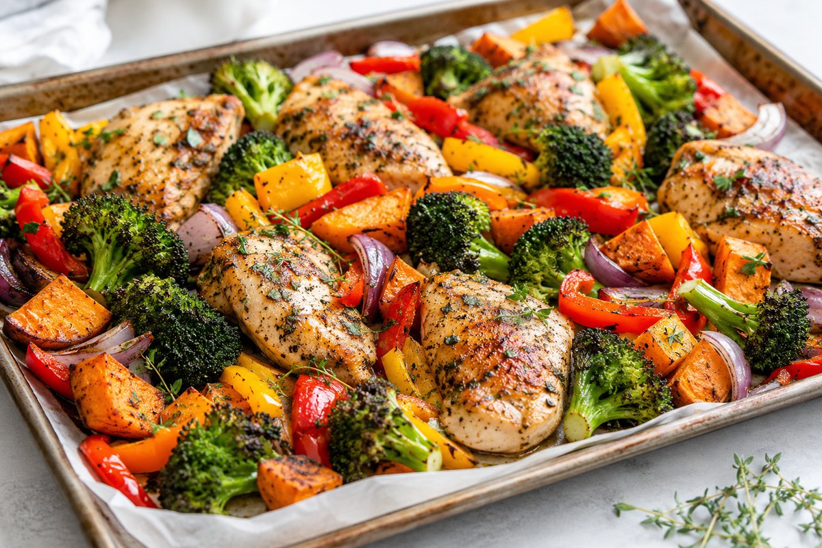 High-Protein Sheet-Pan Chicken Dinner (One Pan, 40g)